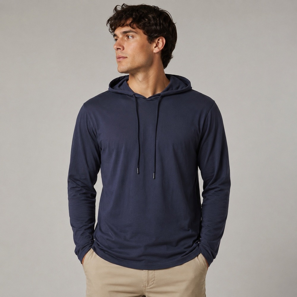 Royal Avalon Mens Bamboo Cotton UPF 50+ Sun Protection Hoodie Navy Blue Large